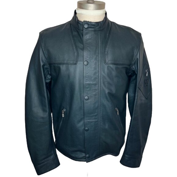 New Authentic Belstaff Black Leather Café Racer Hardmead Blouson Size L Jacket - Picture 1 of 13